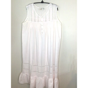 Vtg Nicole Cottage Core/Prairie Light Pink w/Lace, Ruffles Night Gown Size L